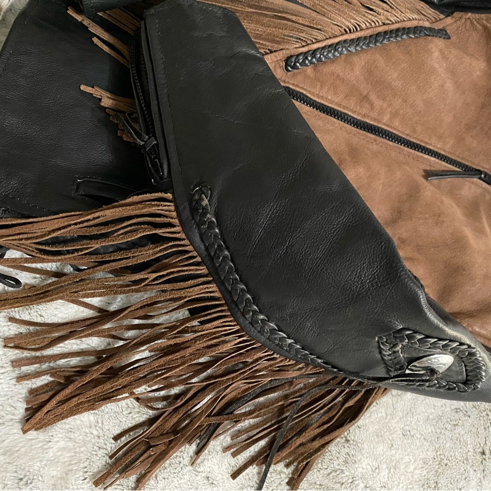 Legends Rider Wear Black and Brown Fringe Leather Jacket size L. Cowboy/Biker - Picture 16 of 16
